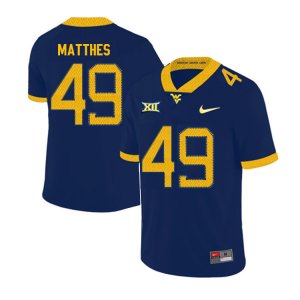 Men's West Virginia Mountaineers NCAA #49 Evan Matthes Navy Authentic Nike 2019 Stitched College Football Jersey ZO15M85OR